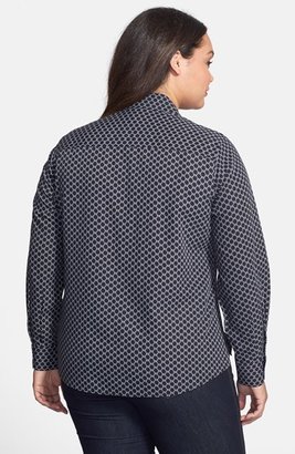 Foxcroft Trellis Print Cotton Shirt (Plus Size)
