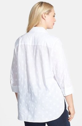 Foxcroft Embroidered Shaped Cotton Shirt (Plus Size)
