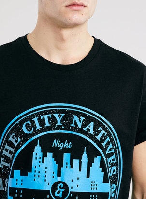 Topman Black City Natives Print Roller Fit T-Shirt