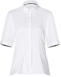 Burberry Cotton Blend Pintuck Detail Shirt in White