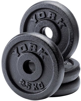 York 4 x 2.5kg Black Cast Iron 1 inch Plates
