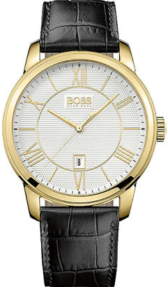 HUGO BOSS 1512972 gold-toned plated stainless steel and leather watch
