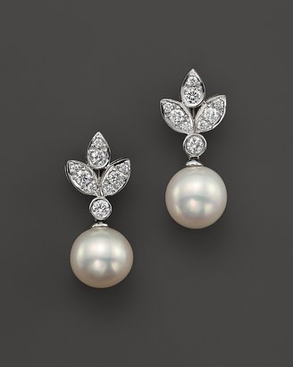 Bloomingdale's Cultured Freshwater Pearl and Diamond Earrings in 18K White Gold