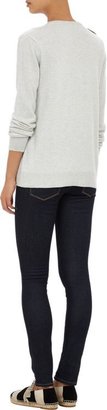 Barneys New York Cashmere Button-Trimmed Sweater-Grey