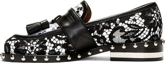 Givenchy Black & White Lace Studded Loafers