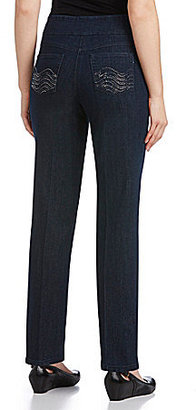Westbound the PARK AVE fit Novelty Straight-Leg Pull-On Denim Pants