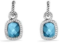 David Yurman Labyrinth Drop Earrings with Blue Topaz and Diamonds