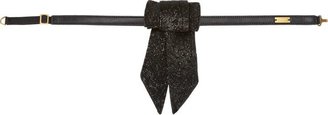 Saint Laurent Women's Sequin and Leather Bow Tie-Black