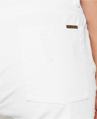 MICHAEL Michael Kors Straight-Leg Destructed Boyfriend Jeans, White Wash