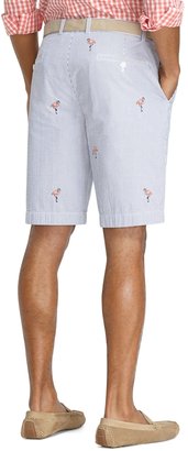 Brooks Brothers 11" Flamingo Embroidered Seersucker Shorts