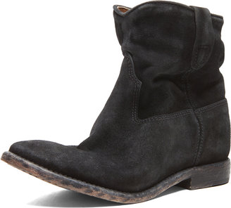 Isabel Marant Crisi Calfskin Velvet Leather Boots in Black