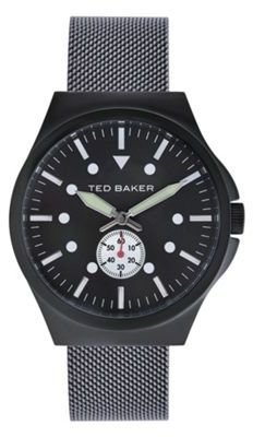 Ted Baker Designer men's black meshed strap watch
