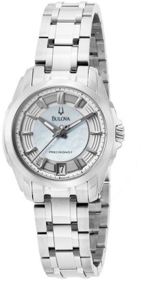 Bulova Women's Precisionist Silver-Tone Steel White MOP Dial