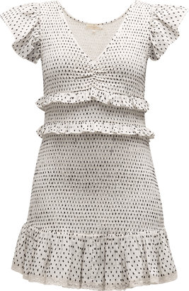LoveShackFancy Sonora Smocked Flutter-Sleeve Mini Dress