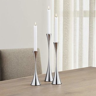 Crate & Barrel Arden Mirrored Stainless Steel Taper Candle Holders