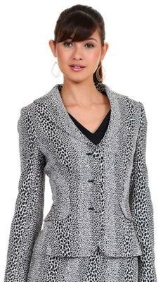 Kay Unger Leopard Print Long Sleeve Jacket