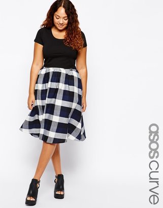ASOS Curve CURVE Exclusive Midi Skirt In Checks