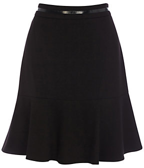 Warehouse PU Waistband Flippy Skirt, Black