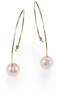 Mizuki 7MM White Akoya Pearl & 14K Gold Small Marquis Earrings