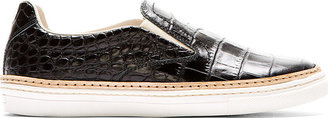 Maison Margiela Black Croc-Embossed Ryder Slip-On Shoes