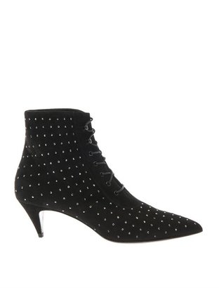 Saint Laurent Cat crystal-studded suede ankle boots