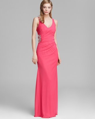 JS Collections Gown - Double V Neck Side Embellished