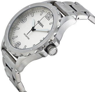 Fossil Nate White Dial Stainless Steel Mens Watch JR1456
