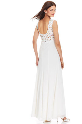 Betsy & Adam Sleeveless Scoop Cutout Neck Gown