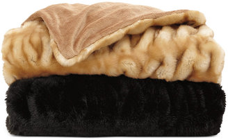 Hotel Collection Black Carved Faux Fur Throw