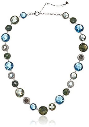 Judith Jack Blissful" Sterling Silver Marcasite Crystal Agate Collar Necklace, 16" + 2" Extender