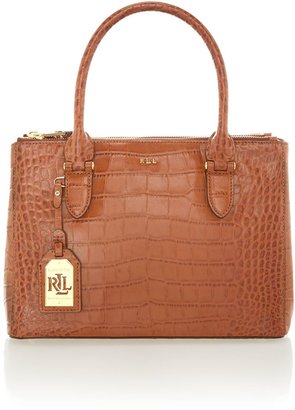Lauren Ralph Lauren Tan large double zip satchel bag