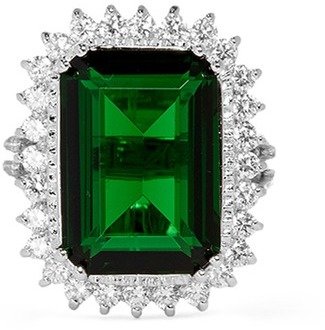 Emerald cut cubic zirconia pavé ring