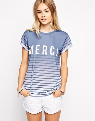 ASOS T-Shirt with Merci Print and Stripes
