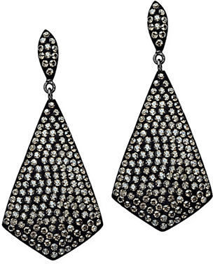 Lord & Taylor Sterling Silver and Black Rhodium Crystal Drop Earrings