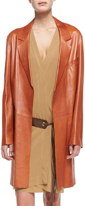 Donna Karan Long Leather Topper, Terracotta