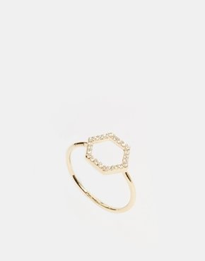 ASOS Limited Edition Hexagon Ring - crystalgold