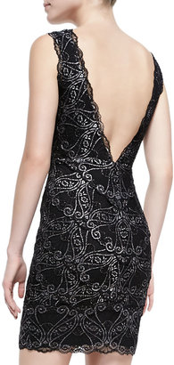 Nicole Miller Sleeveless Scroll Lace Cocktail Dress