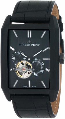 Pierre Petit Men's P-781A Serie Paris Automatic Skeleton PVD Rectangular Leather Watch