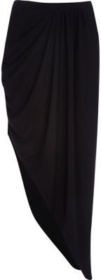 River Island Black draped asymmetric maxi skirt