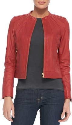 Bagatelle Seamed Zip-Front Leather Jacket