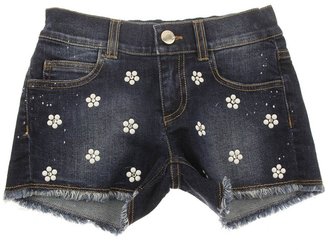 Simonetta Girls Blue Denim Shorts With Diamante & Stud Flowers