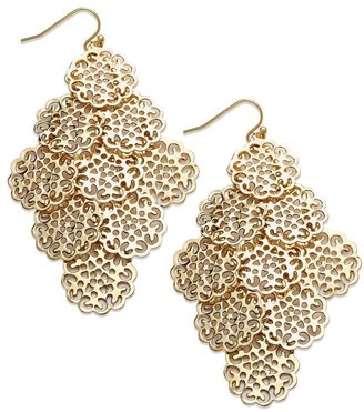 Sequin Earrings, Gold-Tone Circle Filigree Chandelier Earrings