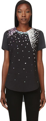3.1 Phillip Lim Black Silk & Jersey Overlap Embellished shirt