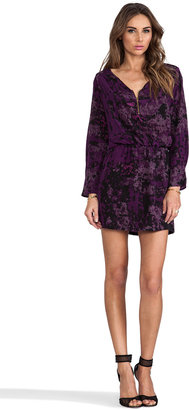 Karina Grimaldi Purple Silk Purple Granite Print Miranda Mini Dress