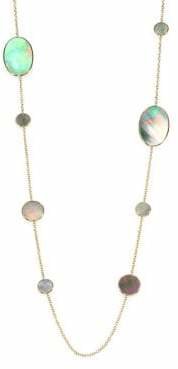 Ippolita Polished Rock Candy Black Shell & 18K Yellow Gold Circle Oval Station Necklace