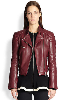 McQ Cropped Leather Motorcycle Jacket
