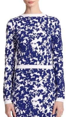Milly Floral Print Cropped Sweater