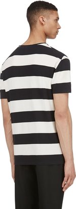 Marc by Marc Jacobs Ivory & Black Striped Cotton Piqué T-Shirt