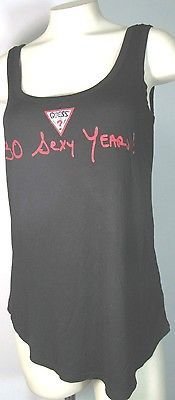 GUESS NWT 30 SEXY YEARS !  WOMEN'S T-Shirt Black Size Medium  Sleeveless