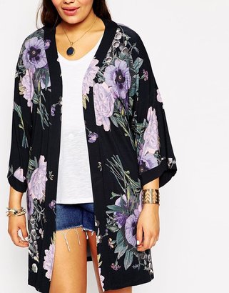 ASOS CURVE Exclusive Kimono in Botanical Digital Print